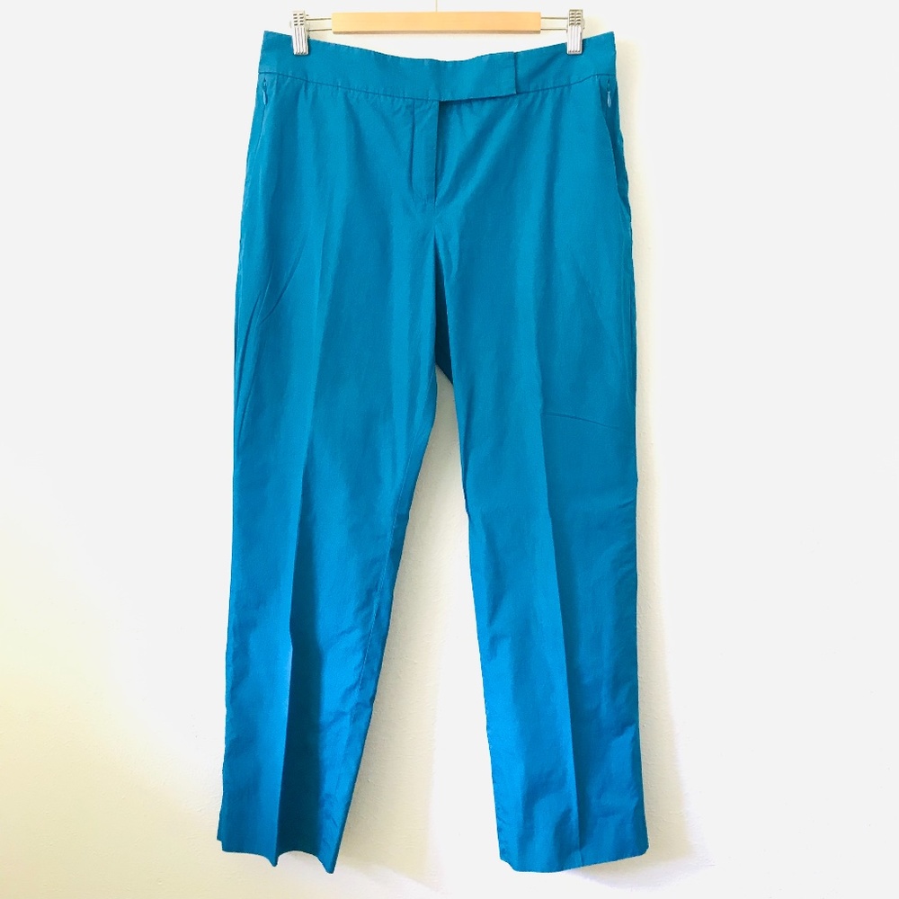 Akris Punto Blue Cotton Sateen Cropped Pants